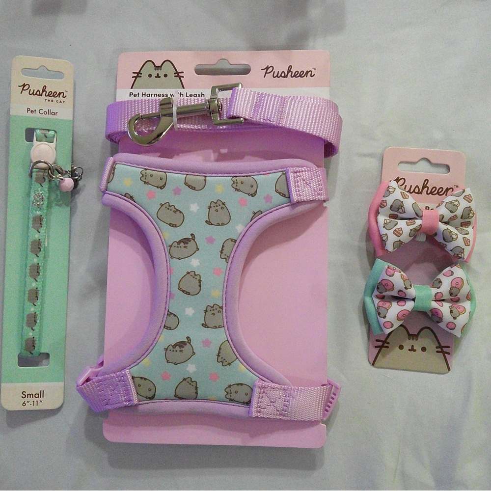 Pusheen The Cat Mix N Match Pet Harness and Leash Set, Collar and Collar Bows
